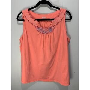 Basic Editions Women's Size XL Sleeveless Blouse V-Neck Pink